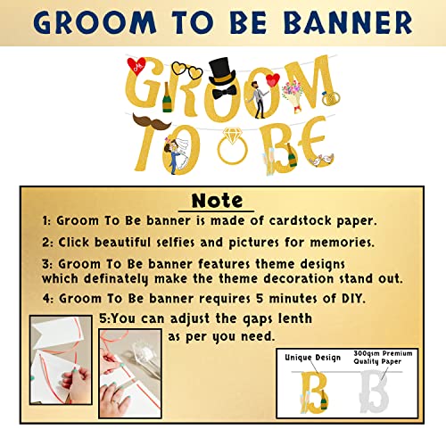 Image of Party Propz Groom to Be Decoration Set - 48Pcs Groom to Be Banner (cardstock) with Cake Topper | Black and Gold Metallic Balloons for Bachelorette Party Decorations | Groom to be decoration Items