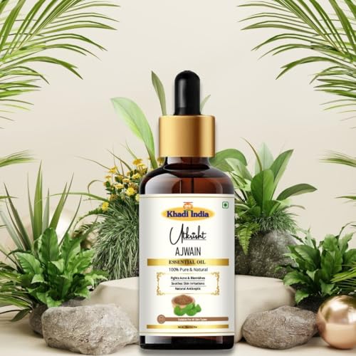 Image of Khadi Ajwain Essential Oil 15 ml | Trachyspermum ammi | Pure & Natural | For Acne & Blemishes | Muscle Relaxation | Face & Body Massage Oil | All Skin Types | Aromatherapy for Men & Women
