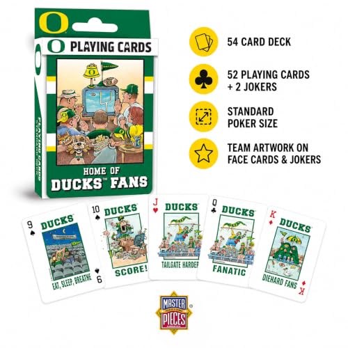 Image of Masterpieces Officially Licensed NCAA Oregon Ducks Playing Cards for Fans - 54 Card Deck for Adults