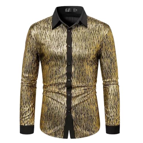 Chemise de fête à motif doré WOLONG coupe ajustée pour homme