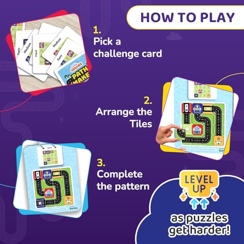 Image of Smartivity Path Maker Brain Puzzle for Kids 4-8 Years Old I Guide Vehicles to Their Destination - 30+ Challenges I Logic & Problem-Solving Puzzle Game for Boys & Girls 4,5,6,7,8 Years