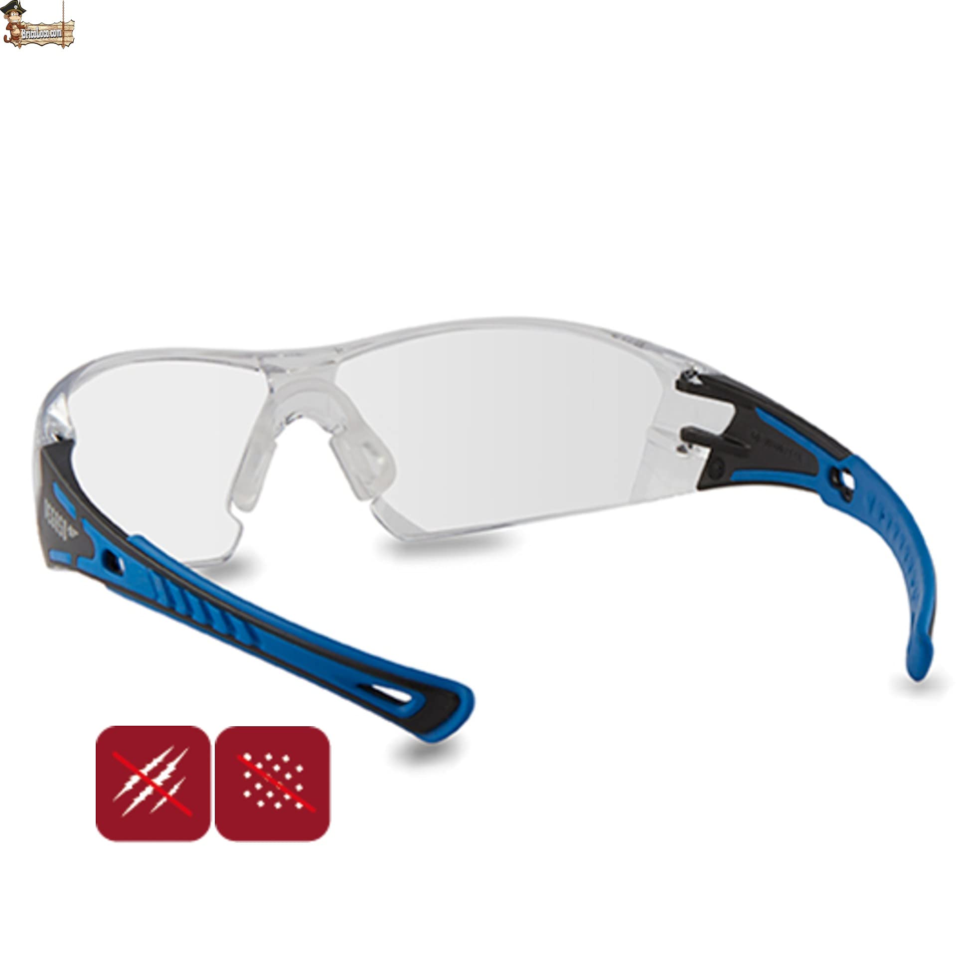 BricoLoco Ochronne okulary robocze, ergonomiczne, odporne na wstrząsy, filtr światła UV, odporne na zarysowania, przeciwmgielne, EPI