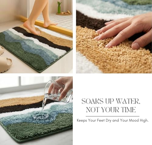 Image of HOMEKART Microfiber Bath Mat 2000 GSM, Super Soft & Absorbent Anti-Skid Bathroom Floor Mat, Quick Dry Door Mat for Bathroom, Bedroom & Kitchen (40x60 cm, Multicolor)