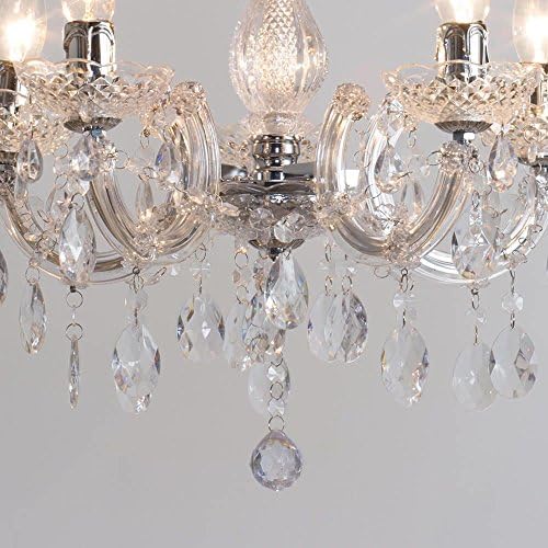 LITECRAFT 5 Light Dual Mount Chandelier Marie Therese White, Chrome, Multi Coloured, Black, Silver Acrylic Bedroom Living Room Ceiling Light (Chrome)