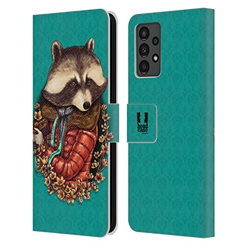 Étui portefeuille en cuir Galaxy A13 avec motif raton laveur tendance