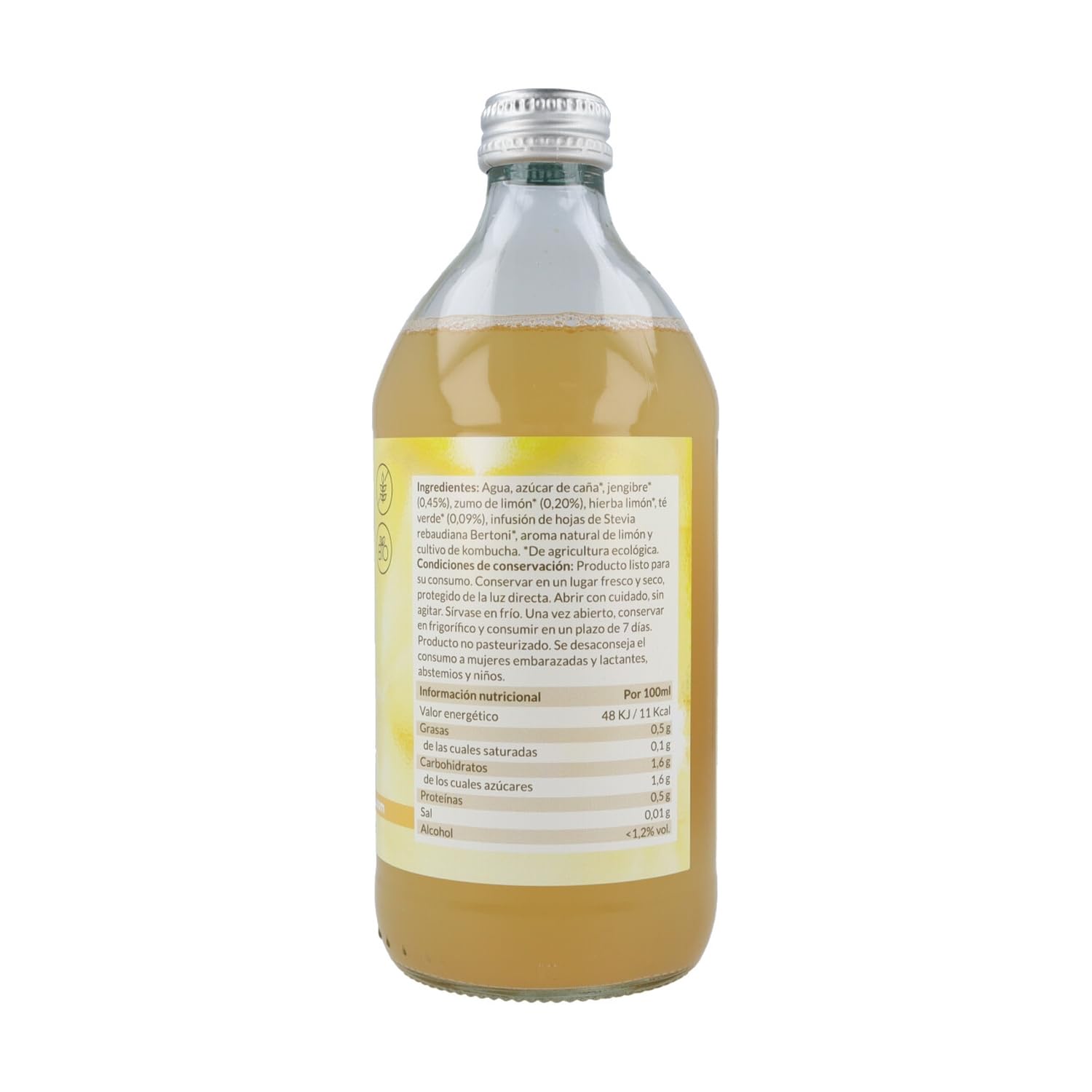 Pack 6x Kombucha Zenzero e Limone Bio 500ml Naturitas Essentials | Bevanda sana | Aiuta la digestione | Frizzante | Probiotico