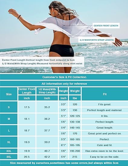 Ekouaer Women's Coverups Beach Short Sarong Sheer Chiffon Cover Up Bikini Wraps S-3XL3