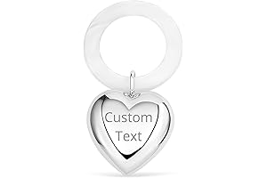 Custom Engraved Sterling Silver Baby Rattle Teether with Simulated Mother-of-Pearl Heart