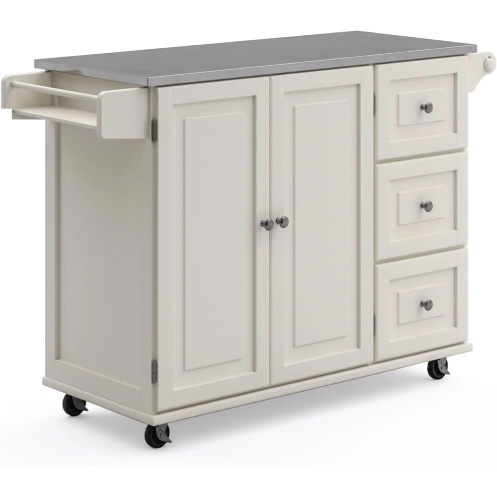 Carrello da cucina mobile con top in acciaio inox verde armadio da cucina bianco sporco tavolo mobili per la casa stoccaggio