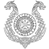 Dopetattoo 6 Sheets Viking Tattoos Temporary Fake Tattoos For Men Adults Aegishjalmur Helm of Awe Helm of Terror Icelandic Magical Staves Temporary Fake Tattoo For Women Neck Chest For Woman