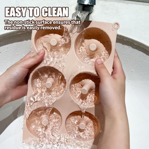 2Pcs Non-Stick Doughnut Mould, 6 Cavity Dishwasher & Microwave Safe Silicone Donut Tray, 2Pcs 54 Cavity BPA Free Gummy Bear Moulds, Bagels Baking Pan, Flexible Donut Baking Mold for Muffin Cupcake - Image 5