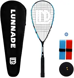 Raquete de squash de carbono, raquete de squash leve com amortecedor de bola e bolsa