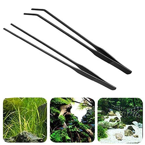 Wenplus 2PCS Aquarium Tweezers Stainless Steel Straight and Curved Tweezers Set Long Handle Reptile Feeding Tongs for… - Image 6