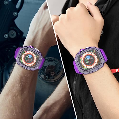 Luxury Translucent Smartwatch Case for Apple Watch Ultra 49mm, Fully wrapped lightweight rugged case with band, silicon strap - Image 2