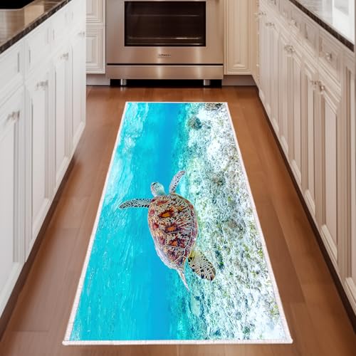 Tapete corredor tortuga marina azul 60x180 cm miniatura 6