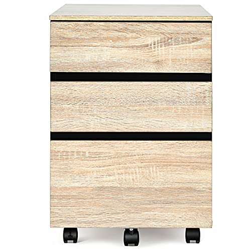 GIANTEX Rollcontainer auf Rollen, Aktenschrank 3 Schubladen...