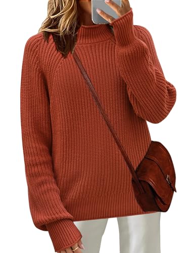 Zeagoo Women's 2025 Fall Turtleneck Sweaters Trendy Loose Long Sleeve Knit Pullover Jumper Tops