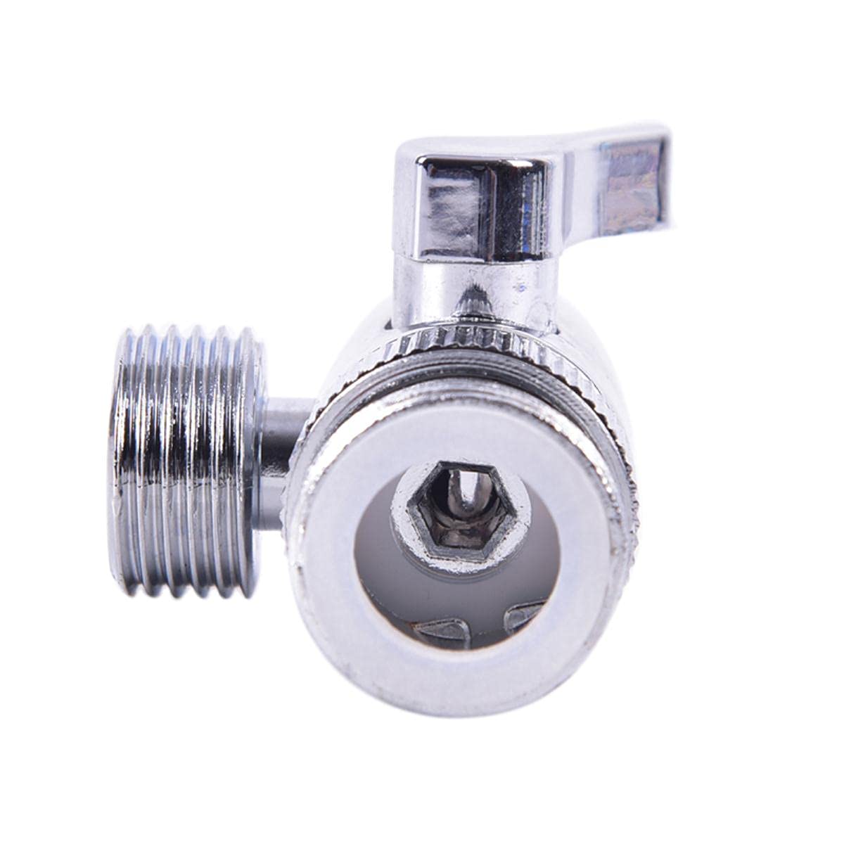 Connettore A T In Ottone A 3 Vie Con Valvole Di Intercettazione – Per Rubinetto Bagno E Cucina, Filettatura Standard, Argento