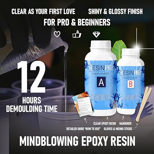 Resin Pro Epoxy Resin, 8.8 L Crystal Clear Epoxy Resin And Hardener Kit For Craft, Artwork, Jewellery Making, Table, Art Creations - Easy Ratio Resins - Heat Resistant (8 Kg)