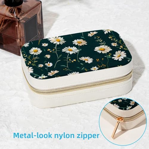 Boîte à bijoux portable chic motif fleur | Rangement élégant colliers et boucles