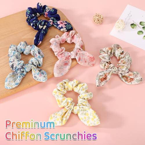 Golilyfine ASH0056 5Pcs Hair Scrunchies For Women,Bunny Ear Scrunchies Hair Ties,Cute Bow Scrunchies thumb #2