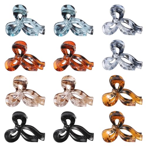 Molans 12PCS Mini Bow Claw Clips for Women - Molans 1.8 inch Stylish Small Hair Clips Clamps for Kids Jaw Clips Stays In Place Without Pulling or Snagging Durable & Sturdy Plastic for Thin Hair