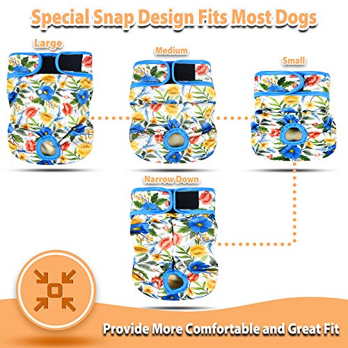 Image of Langsprit Washable Female Dog Diapers (3 Pack) - No Leak Reusable Diapers for Doggy Female in Period - Highly Absorbent Dog Heat Panties with Adjustable Snaps (Floral, XX-Large)