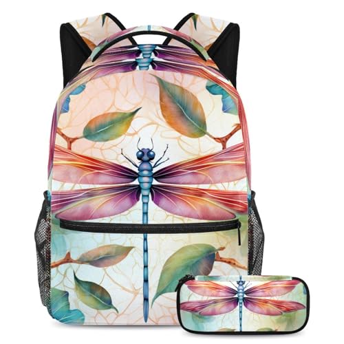 Cartable libellule sac à dos grand volume et sa trousse pour éviter les cahiers écornés