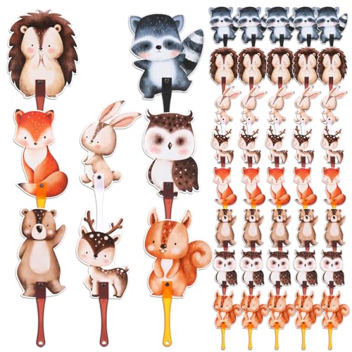 Geelin 50 Pcs Baby Shower Favors for Guests Fans Party Supplies Hand Plastic Handheld Fans Baby Shower Party Decor for Gender Reveal Gifts (Forest)
