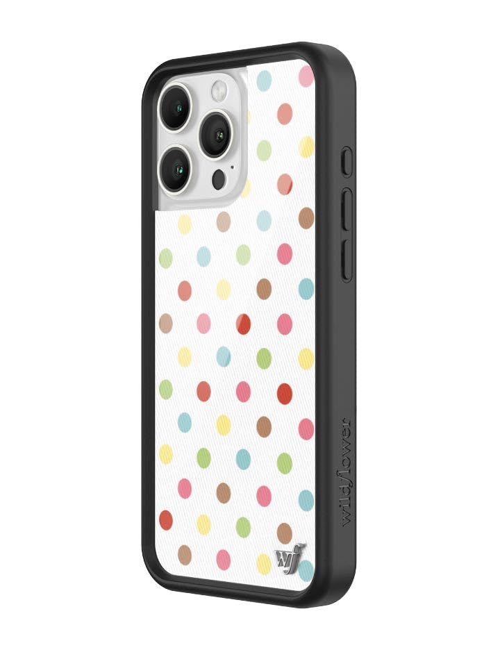 Image of Wildflower Cases - Compatible with iPhone 16 Pro Max | Protective Black Bumper, 6.5ft Drop Test Certified, Women Owned Small Business | New Year Aesthetic Rainbow Birthday | Polka Dot - Confetti
