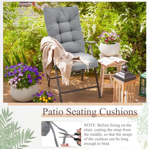 Image of Juexica Gray 17 x 17 Inch 4 Sets Outdoor Patio Chair Cushion