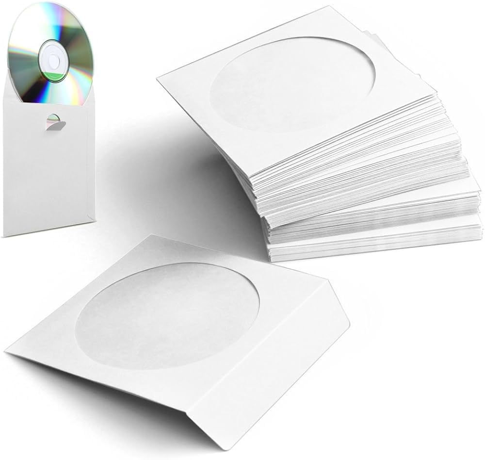 CD/DVD Paper Sleeves with Clear Window, Scratch-Free Protection for CD, DVD, Blu-ray Discs (Pack of 50)-image-11