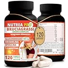 NUTREAPRO® Brucia grassi potenti veloci con Spirulina ultra dimagrante, Glucomannano e 17 piante Brucia grassi. 120 Pillole dimagranti veloci e efficaci (1 mese). Dimagrante forte veloce donna e uomo