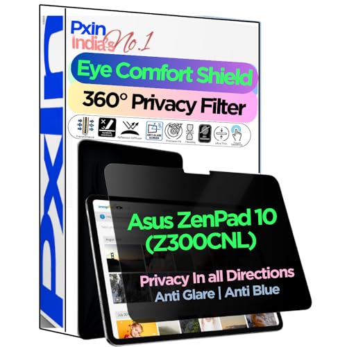 Image of PxIn Tablet Privacy Screen Guard compatible with Asus ZenPad 10 (Z300CNL) | No.1 | Anti Glare | Anti Blue Light | Anti UV | 4 Way Privacy Filter | 360 Privacy | Eye Protect