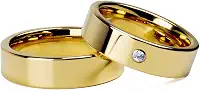 Par Alianças Banhada Ouro18k Reta 6mm c/Zircônia Tungstênio Tamanho:6mm;Cor:Dourado