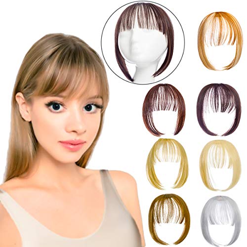 Mitrygreen Clip in Bangs Hair Extensions One Piece in Fringe Bangs Hairpiece Synthetic Hair Accessories For Women Medium Brown