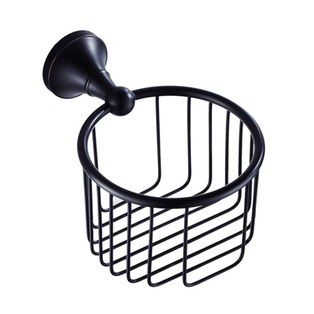 Brosse de toilette et accessoires de bain en laiton noir brossé avec étagère murale