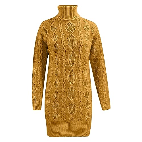 Robe portefeuille femme pull chaud automne longue robe slim fit jaune XL