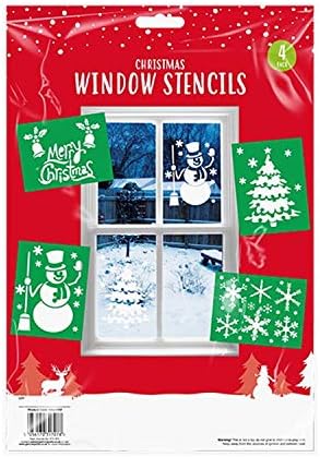 Lizzy Christmas Window Stencil | Pack of 4 Stencils | Spray Snow Reusable | Each 23cm x 18cm