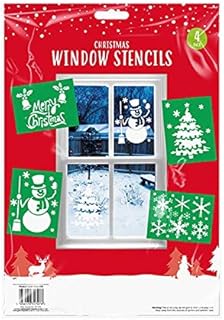 Lizzy Christmas Window Stencil | Pack of 4 Stencils | Spray Snow Reusable | Each 23cm x 18cm