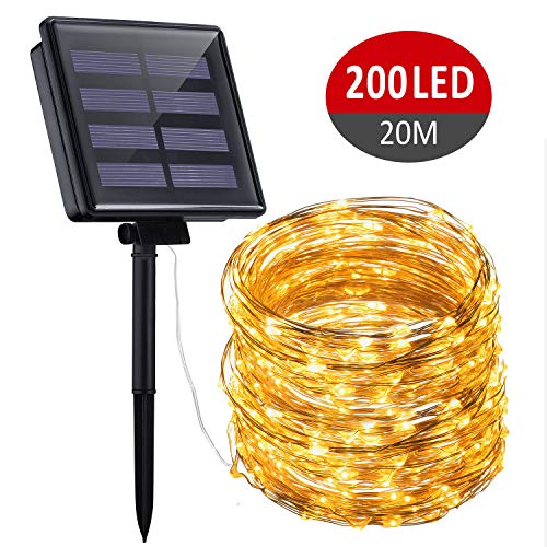 Preisvergleich Produktbild Mpow Solar Lichterketten aussen, 200 LED Kupferdraht Lichter, Lichterkette Solar aussen Sternenlicht, IP65 wasserdicht Solar Lichterkette außen für Weinachten, Valentinstag, Hochzeit Fest Party