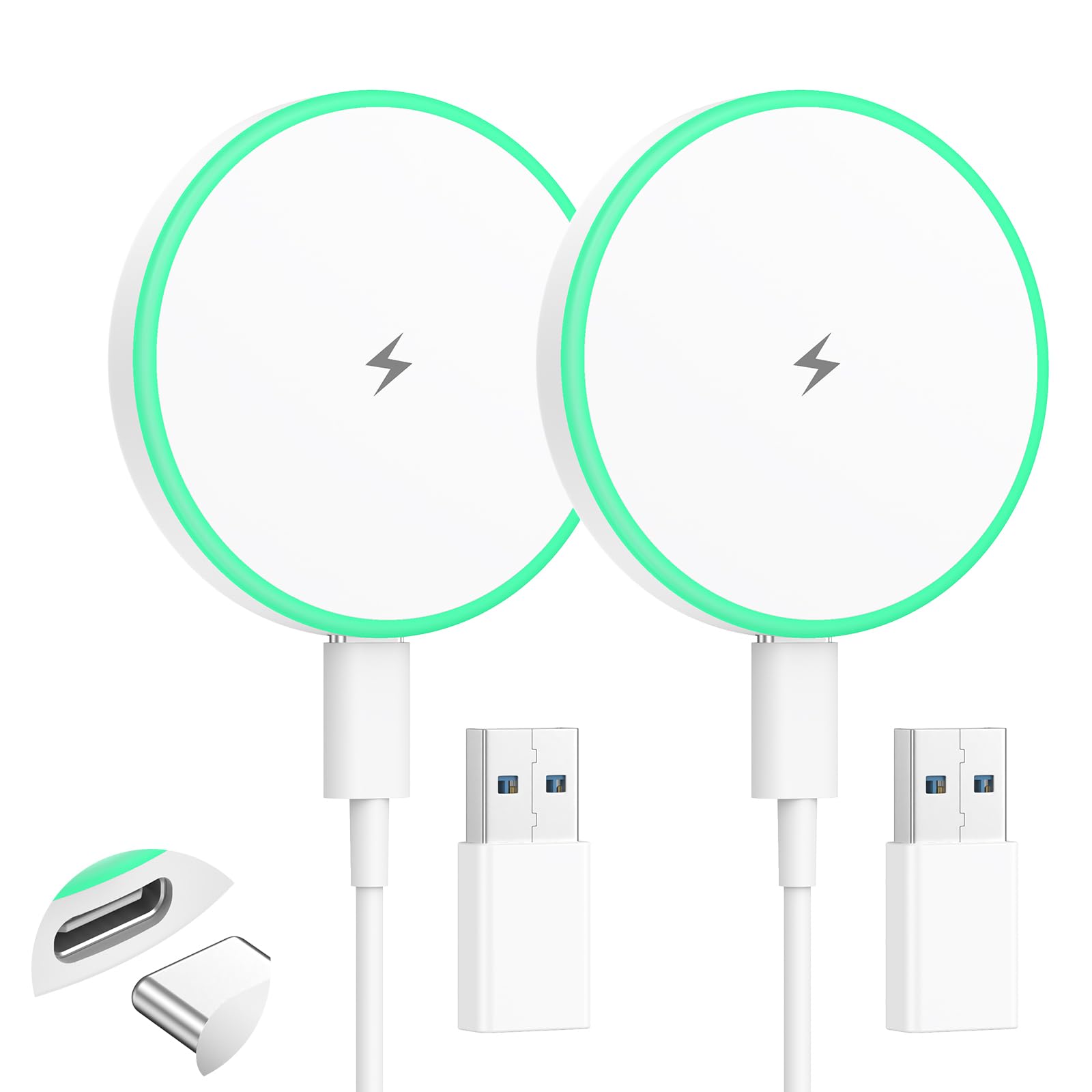Magnetic Wireless Charger iPhone 2Pack 15W Mag-Safe Charger with 4FT Cable