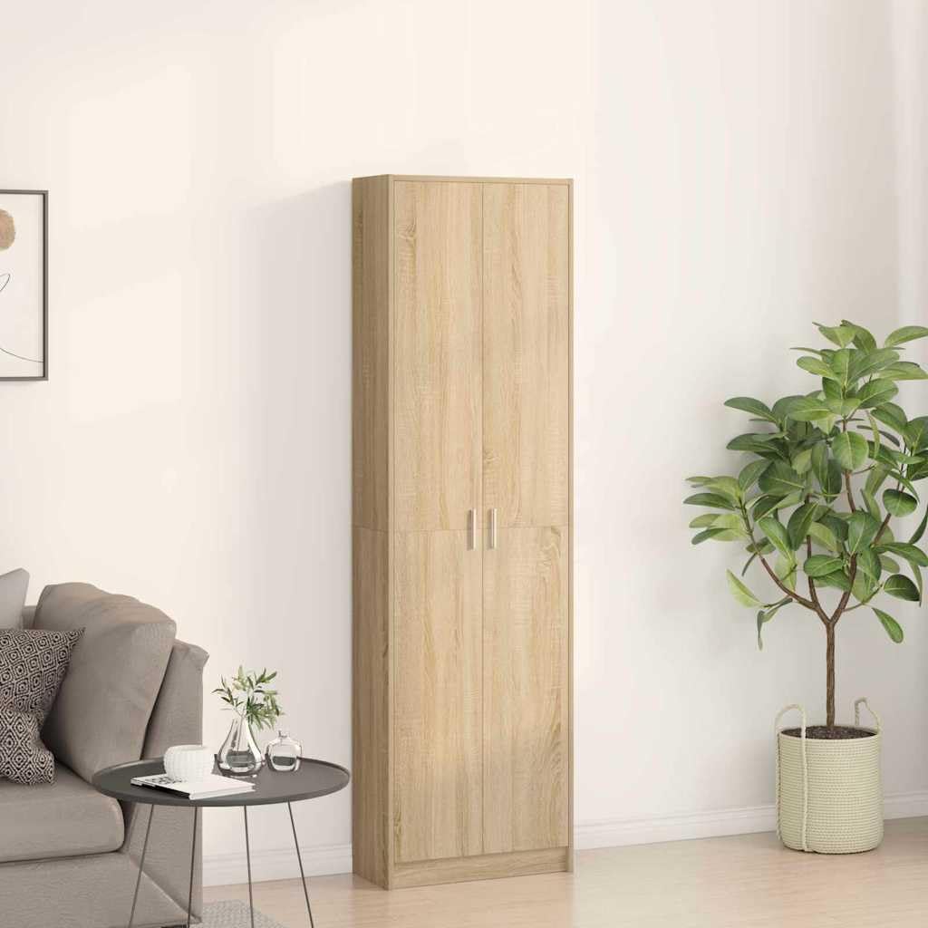 Armadio in rovere Sonoma, 55 x 25 x 189 cm, con 5 ripiani e 2 ante, ampio spazio per camera da letto, corridoio o spogliatoio