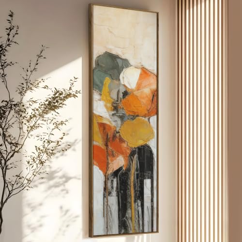 Image of Large Canvas Painting Panel Framed Wall Painting Colorful Abstract Framed Luxury Paintings for Home Decoration, Living room, Bedroom and Office Decor (Orange, 13x47 Inch)