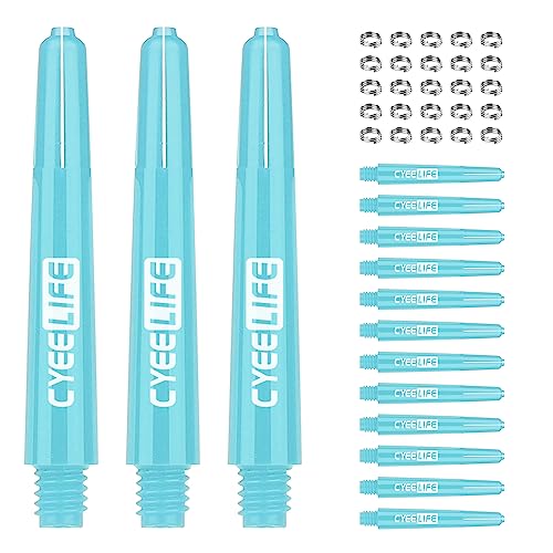 CyeeLife 15pcs Dart Shafts with 20pcs Metal o Rings,5 sets Plastic stems Blue 41mm, M:41+5mm