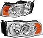 DNA Motoring HL-OH-DR02-CH-AM Chrome Housing Amber Corner Headlights Compatible with 02-05 Ram 1500/03-05 Ram 2500 3500, Left & Right