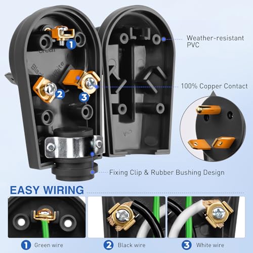 Image of Nilight 30 Amp RV Male Replacement Plug with Handle ETL Listed | 125 Volt Heavy Duty NEMA TT-30P for Camper Caravan Motorhome Van Trailer