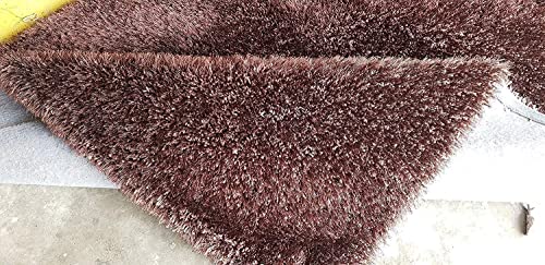 Image of Hand Woven Plain Shagg Collection with 2 Inch Pile Height Carpet for Living Room Size 2x8 Feet Coular Brown