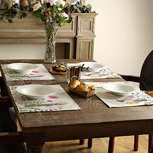Arkeny Spring Summer Flower Butterfly Placemats 12X18 Inches Set Of 4,Seasonal Burlap Farmhouse Indoor Kitchen Dining Table Decoration For Home Party #TOP4
