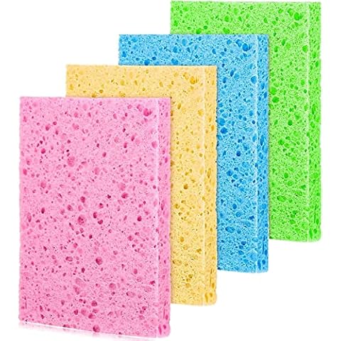 8 Pieces Cellulose Sponge Wipes Cleaning Scrub Washing Non-Scratch Sponge Colourful Cellulose Dish Sponge Absorbent Dish Cloth Reusable Kitchen Cleaning Sponge Cloth for Home Car Daily Use Cover